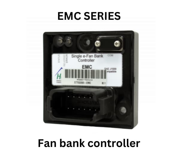  Image of an EMC series fan bank controller, showcasing its sleek design and control interface for efficient fan management